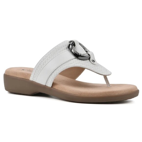 Cliffs by White Mountain Benedict Sandals Women’s Thong Shoes White 7.5 MSRP $70 - Picture 1 of 5